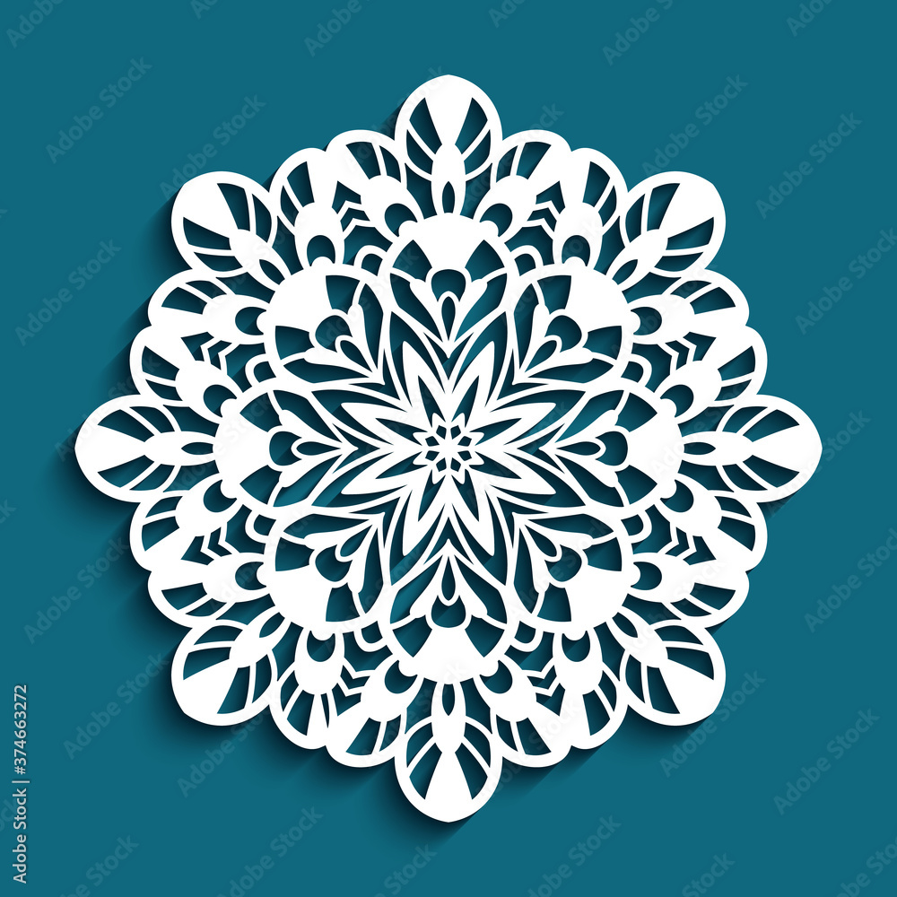 Round lace doily, Christmas ornament, cutout paper snowflake, crochet mandala circle pattern, swirly template for laser cutting Round lace doily, Christmas ornament, cutout paper snowflake, crochet mandala circle pattern, swirly template for laser cutting