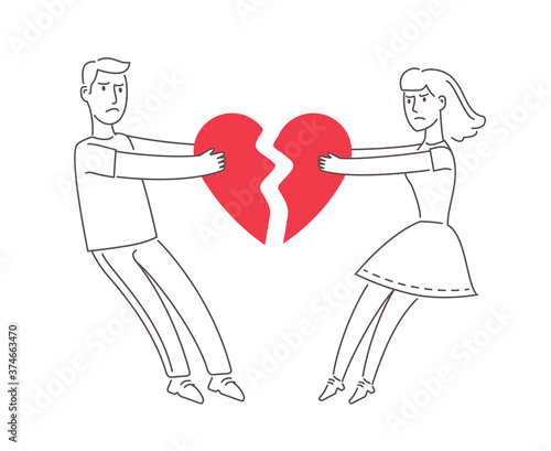 Couple in love quarreling. Divorce, family relationships concept