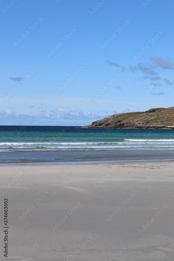 beach and sea, vatersy, outer hebrides, scotland