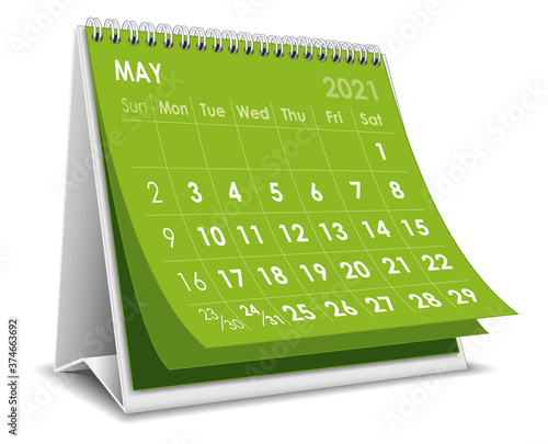 Desktop calendar May 2021 illustration
