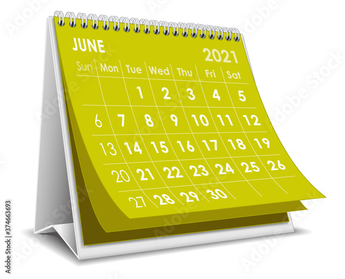Desktop calendar June 2021 illustration