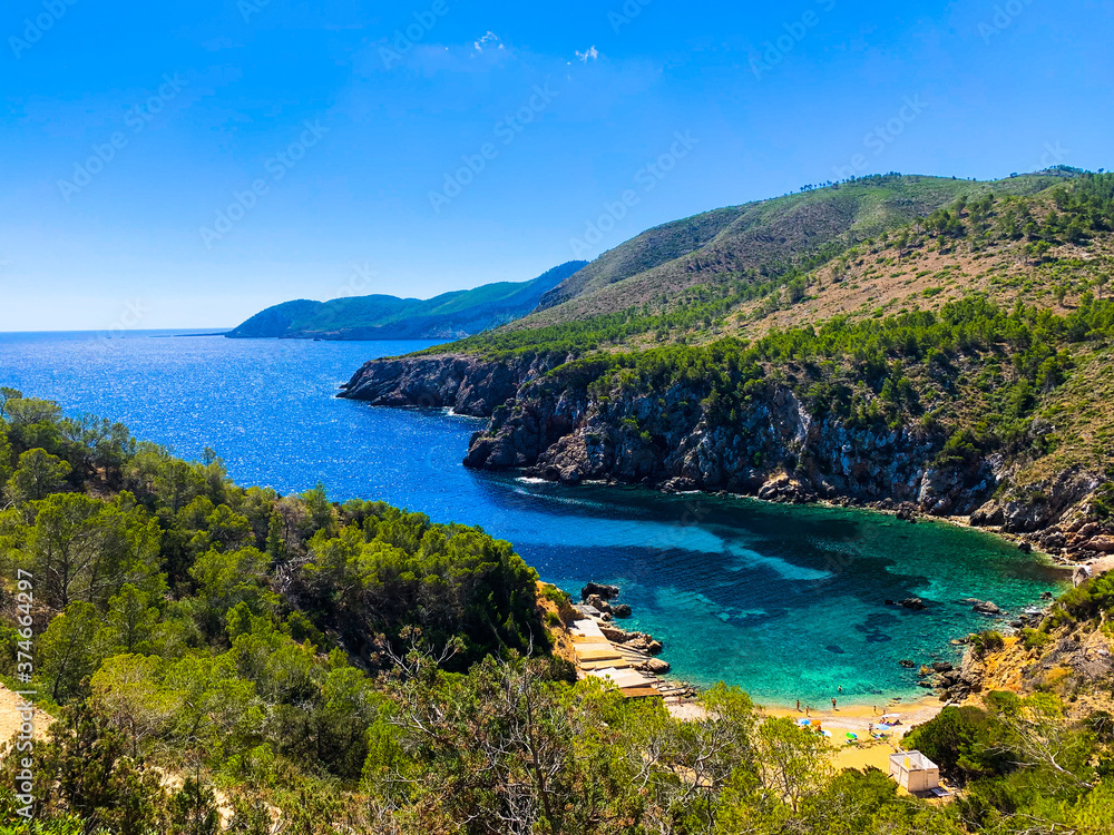 view of the coast of the Mediterranean Sea in Ibiza 