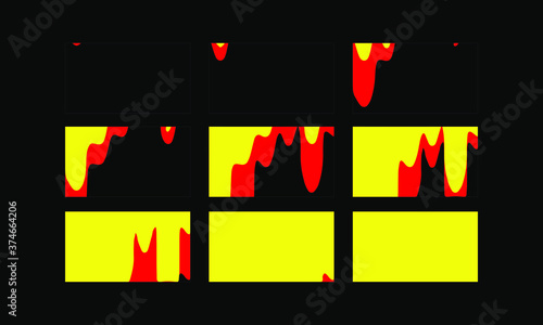Fire transitions animation sprite sheet. Fire scene transitions effect for videos, cartoon or animation and motion design. Vector flame explosion fx. 