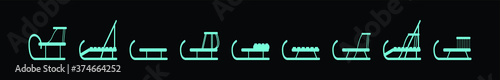set of tobogganing cartoon icon design templates with various models. vector illustration
