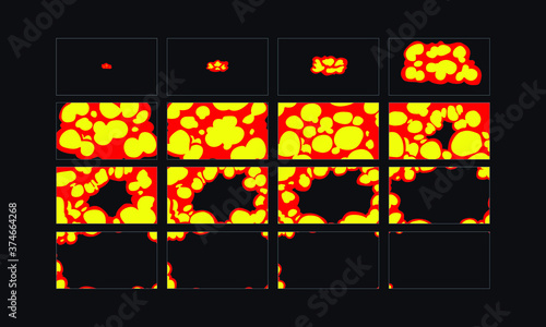 Fire transitions animation effect. Fire scene transitions frame for videos, cartoon or animation and motion design.