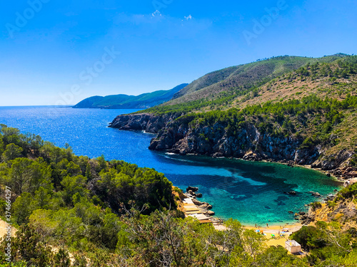 view of the coast of the Mediterranean Sea in Ibiza 