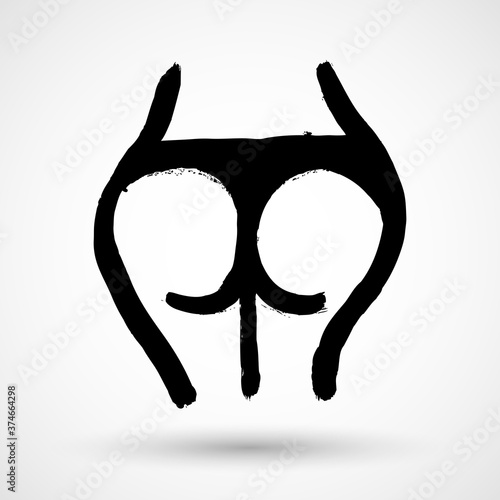 Grunge Sexy panties icon. Vector women ass in a thong. high gap