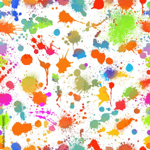 A seamless background of multicolored spots. Paint stains background. Vector illustration