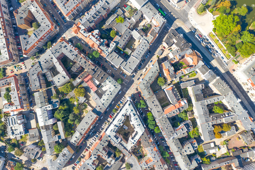 Obraz na płótnie Top view over the Jezyce district in Poznan w salonie