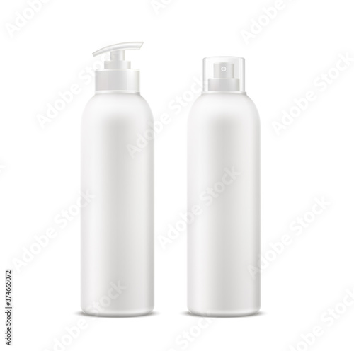 Vector realistic spa cream tube dry shampoo bottle