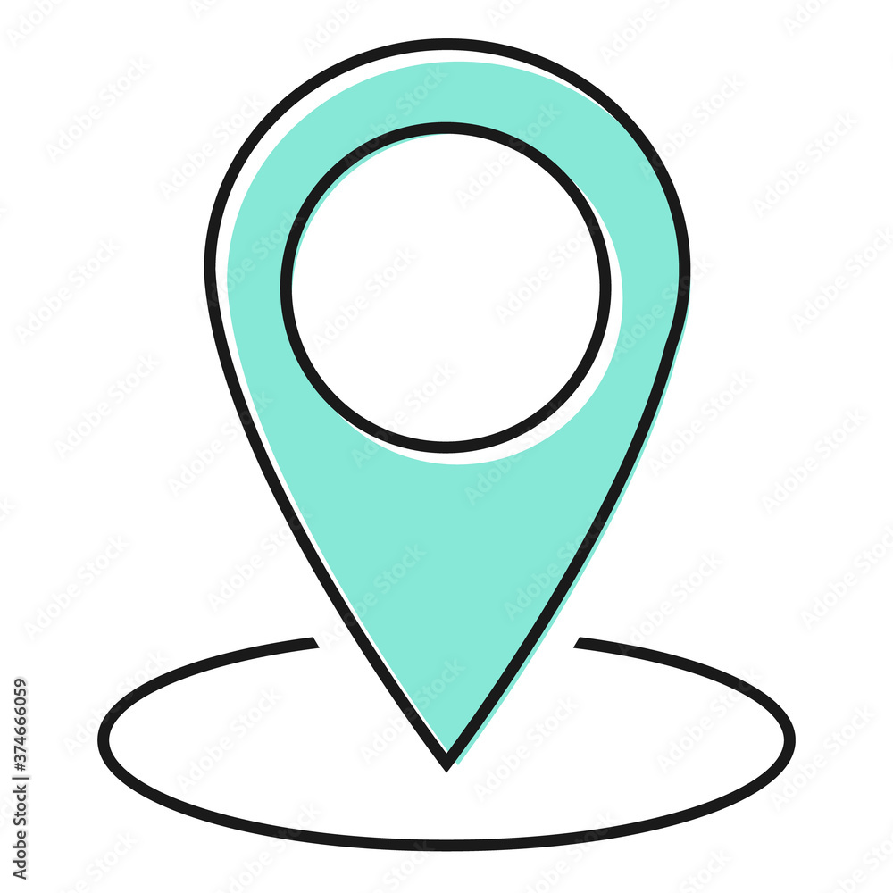 Location icon, map pointer symbol isolated on white background.  Vector web button