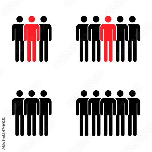 Grouping people collection flat icon isolated on white background. Teamwork symbol. Leadership vector illustration set