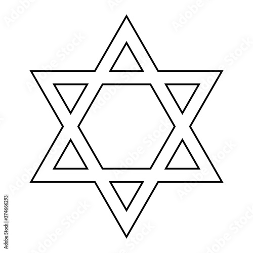 David star icon, israel symbol of religion judaism. Hexagram jerusalem symbol. Biblical flat seal