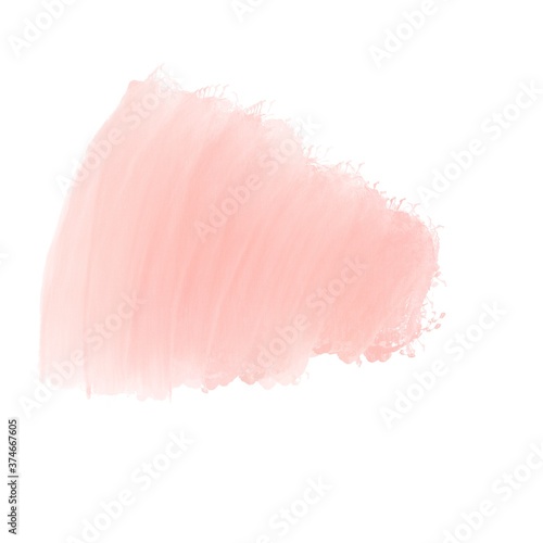 Pink watercolor paint stroke on a white background. Digital illustration on a pink background, drawn by hand.