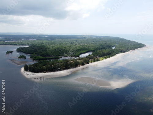 Aerial view on sea coast line  Location  East Kutai  East Klaimantan Indonesia.