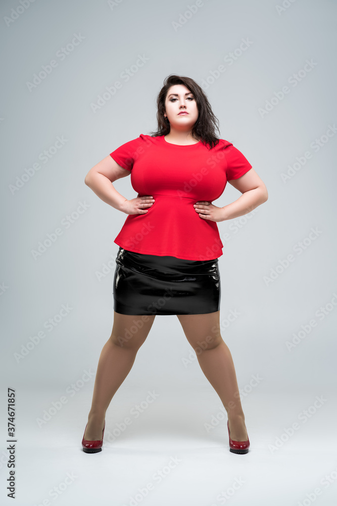 Plus size red skirt grey online