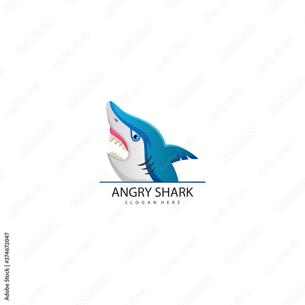 Angry shark logo design Stock Vector | Adobe Stock