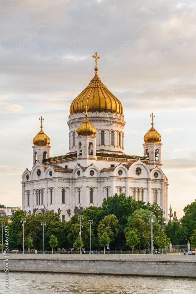 Sunset view of Cathedral of Christ the Saviour, Moscow, Russia.