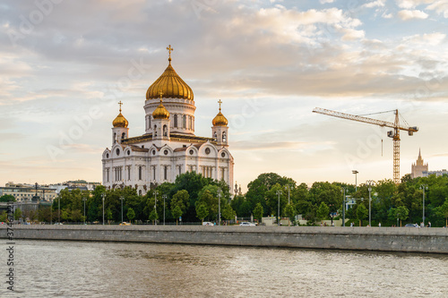 Sunset view of Cathedral of Christ the Saviour, Moscow, Russia.