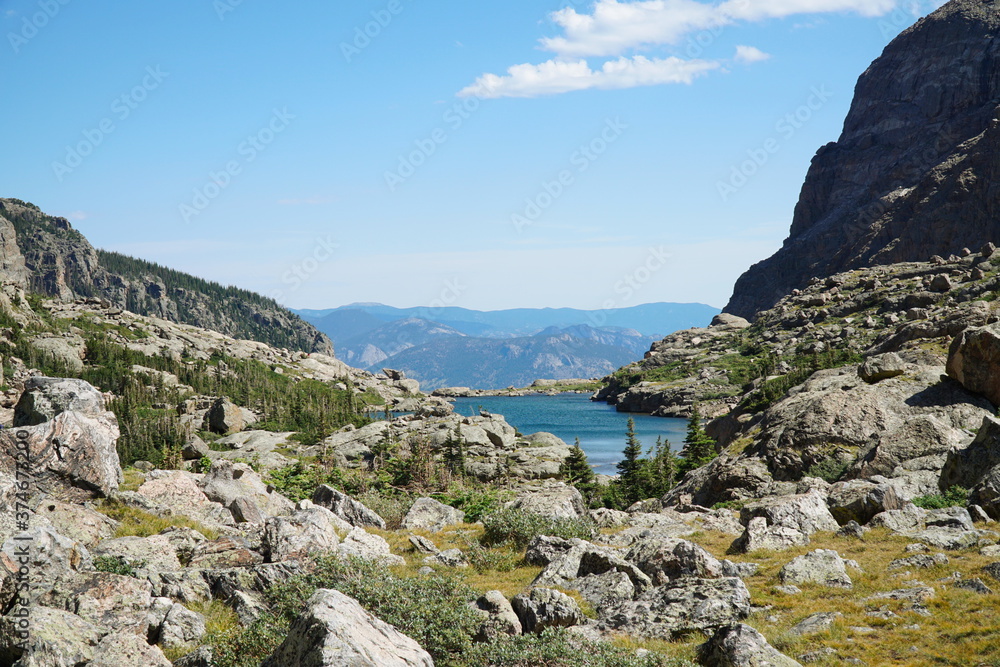 Apline Landscape view from Lake of Glass, Rocky Mountain NP, Colorado, US