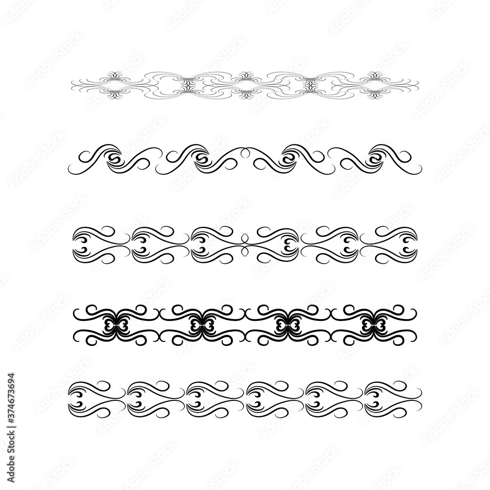 Decorative swirl divider. Elegance line set Vector Decorative swirl divider. Elegance line set Vector