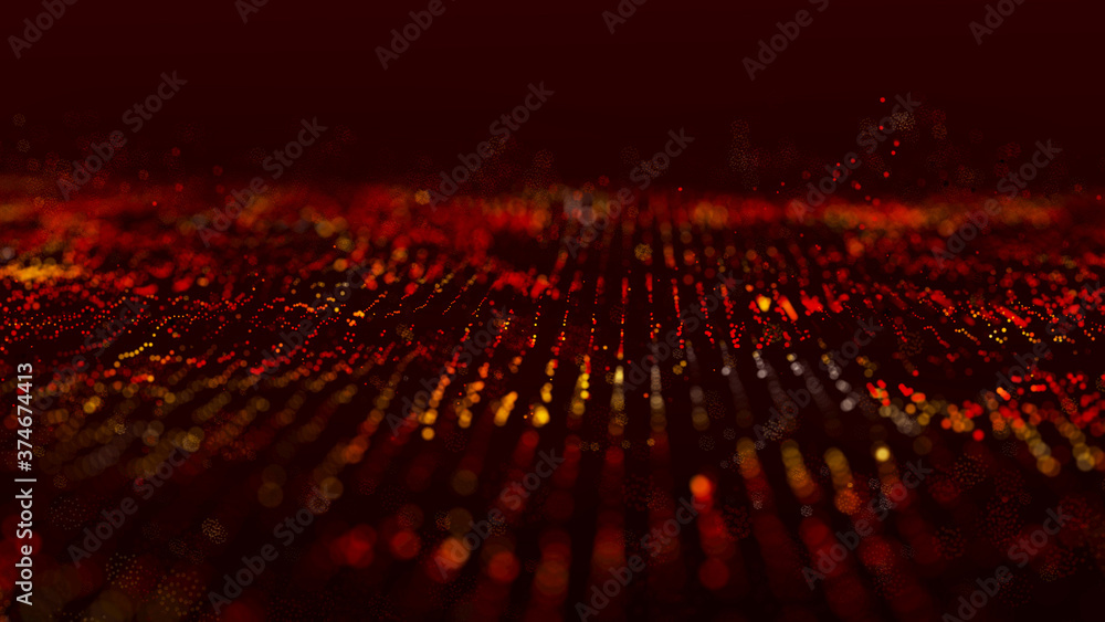 Abstract fire background with a dynamic wave. Wave of particles. Futuristic Technology. Fire flying sparks. 3d rendering. Abstract fire background with a dynamic wave. Wave of particles. Futuristic Technology. Fire flying sparks. 3d rendering.