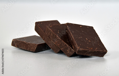 Stacked cubes of dark milk chocolate