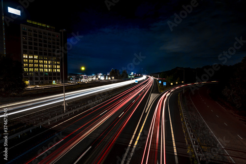 Night traffic lighttrails, highway
