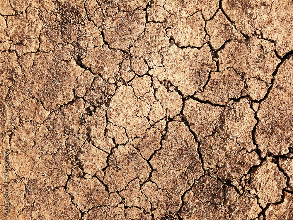 The ground has cracks in the top view for the background The ground has cracks in the top view for the background