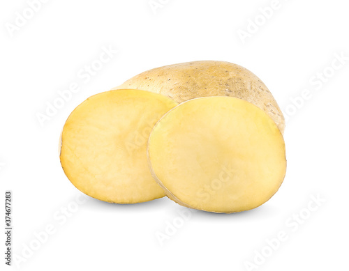 sliced potato isolated on white background