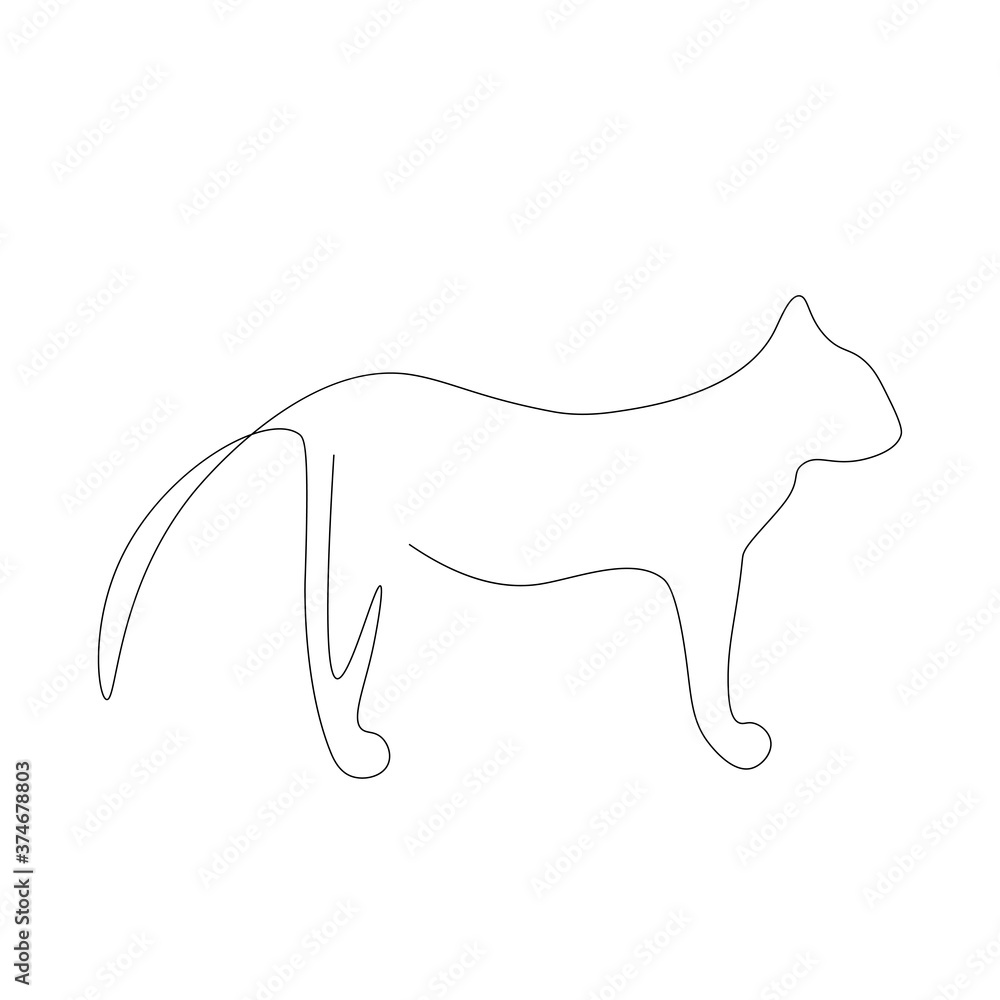 Cat animal on white background silhouette. Vector illustration Cat animal on white background silhouette. Vector illustration