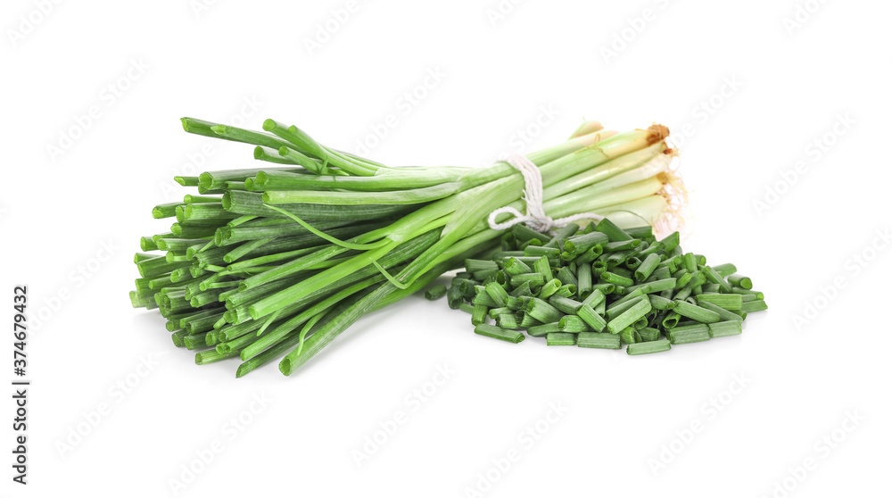green onions isolated on white background green onions isolated on white background
