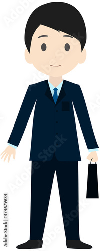 ごく普通な会社員の立ち姿のシンプルなイラスト。