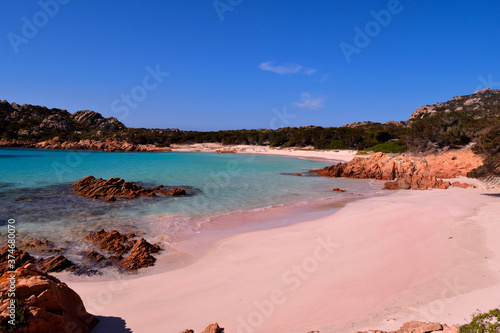 Fototapeta Naklejka Na Ścianę i Meble -  View of the wonderful Pink Beach inSardinia, Italy