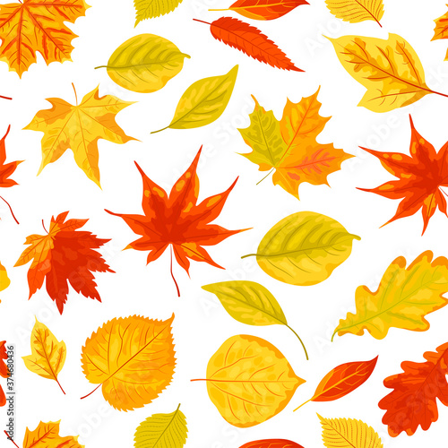 Seamless pattern with autumn leaves. Vector illustration.