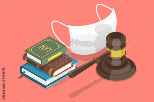 3D Isometric Flat Vector Conceptual Illustration of Mandatory Face Coverings By-Law.