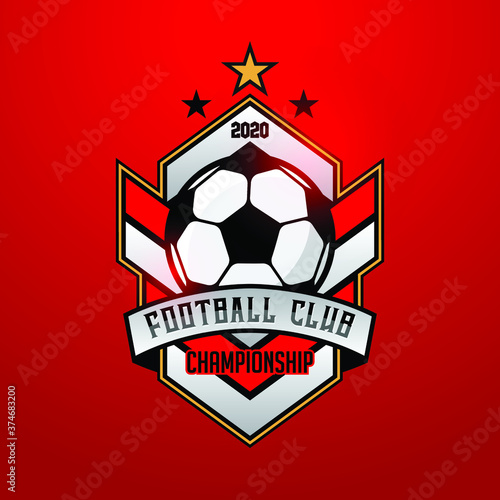 Soccer Football Badge Logo Design Templates Sport Team Identity Vector Illustrations isolated on red Background