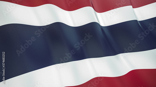 The flag of Thailand. Waving silk flag of Thailand. High quality render. 3D illustration