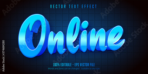 Online text, blue color game style editable text effect