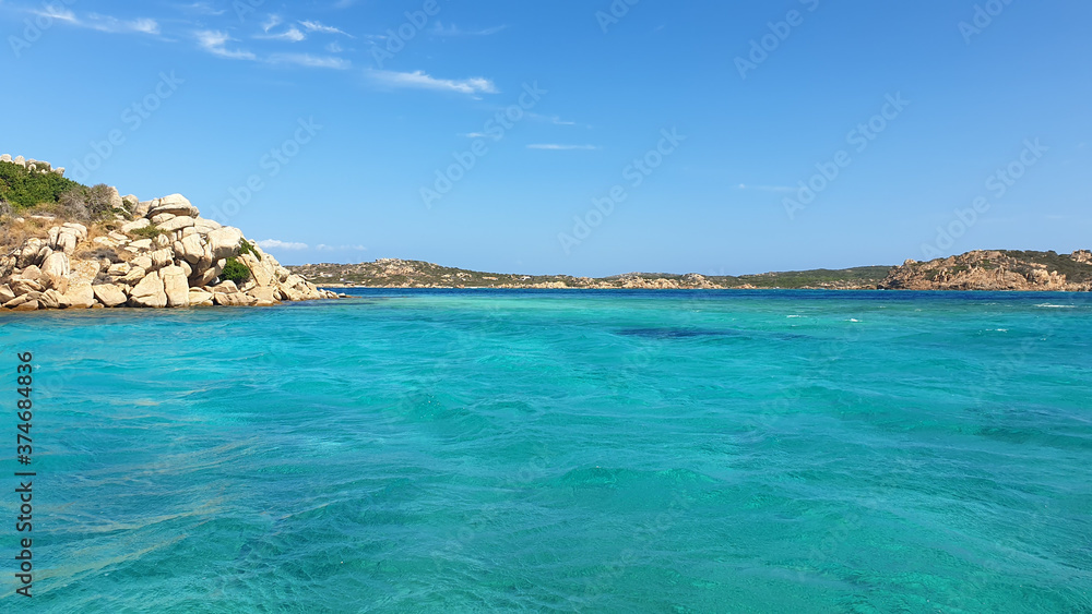 View of the wonderful islands, sea and rocks of Costa Smeralda, Sardinia, Italy