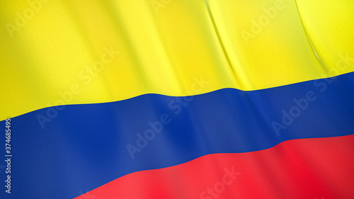 Free Download The flag of Colombia. Waving silk flag of Colombia. High quality render. 3D illustration - GFXLoad