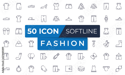Minimalist icon, symbol set fashion collection, highlight softline template vector ai, eps10