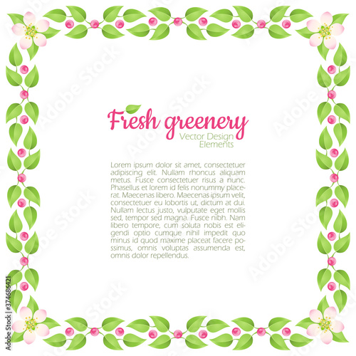 Summer design template with fresh green leaves and flowers © Marza