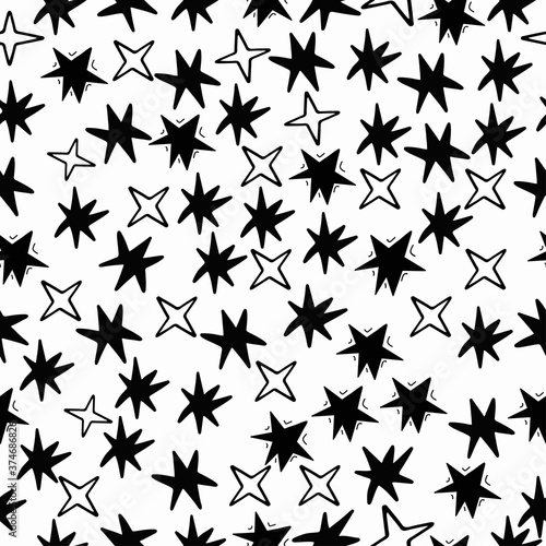 Seamless stars pattern vector on white background