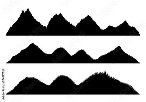 Set Mountains silhouettes