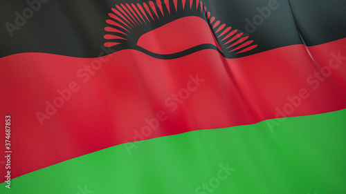 Free Download The flag of Malawi. Waving silk flag of Malawi. High quality render. 3D illustration - GFXLoad