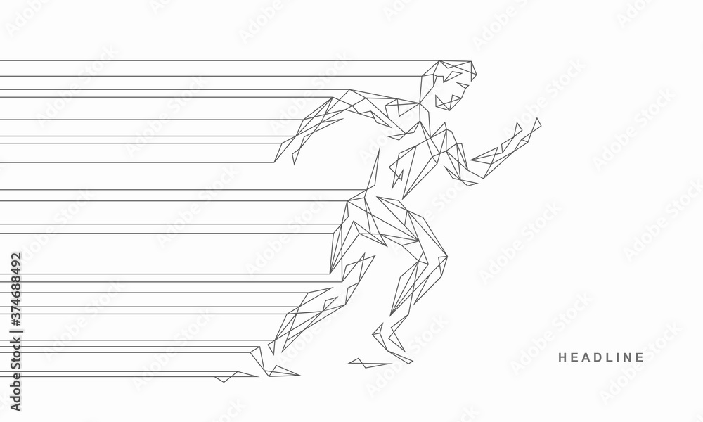 Abstract geometric technological running man background. Vector creative design. Abstract geometric technological running man background. Vector creative design.