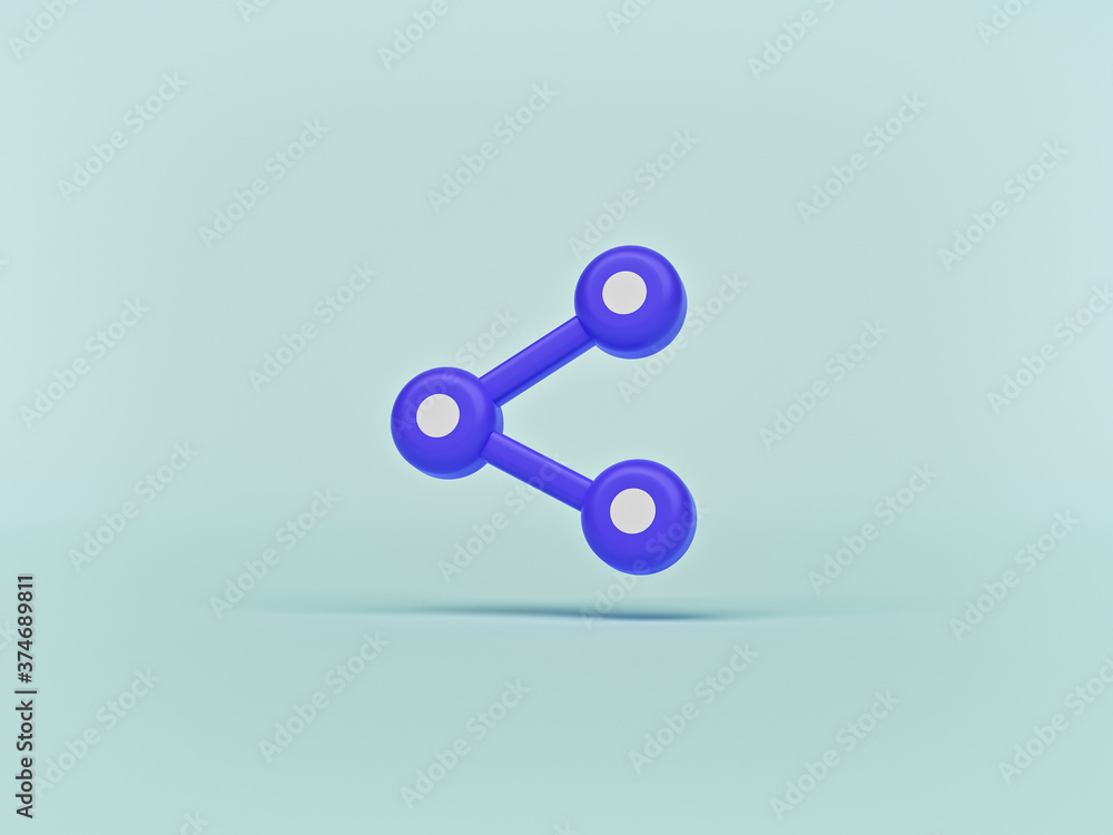 minimal share icon, symbol isolated on pastel blue background. 3d rendering minimal share icon, symbol isolated on pastel blue background. 3d rendering