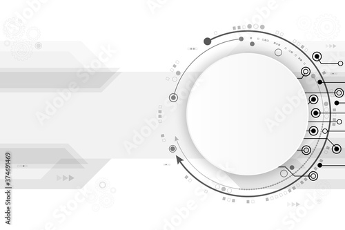 Vector circuit frame on white white screen for communication technology background concept