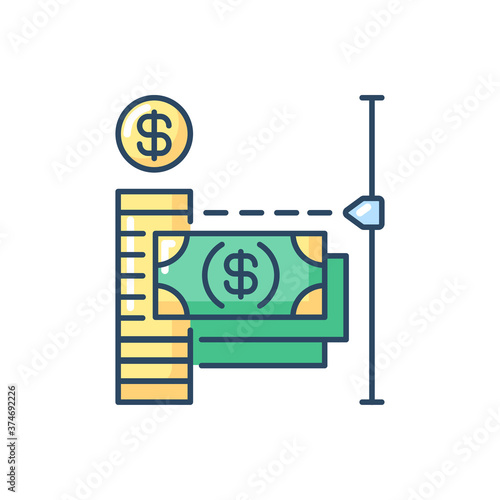 Transaction limit RGB color icon. Limit for sending online payment and making purchase. Maximum amount of money loan. Isolated vector illustration